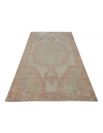 Distressed Vintage Turkish Konya Rug - 4`3" x 7`6"