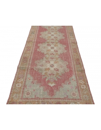 Worn Out Vintage Decorative Runner Rug - 3`3" x 9`2"