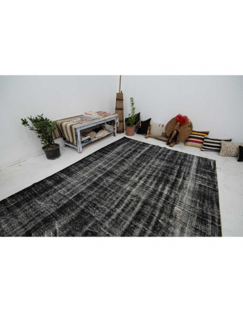 Dark Gray Vintage Overdyed Rug - 6`3" x 10`0"