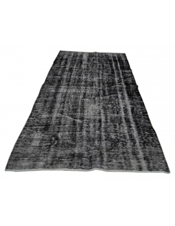 Vintage Dark Gray Overdyed Carpet - 4`6" x 7`9"