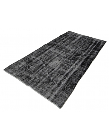 Vintage Dark Gray Overdyed Carpet - 4`6" x 7`9"