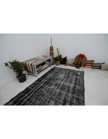 Vintage Dark Gray Overdyed Carpet - 4`6" x 7`9"