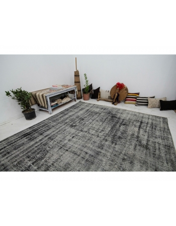 Large Vintage Gray Turkish Overdyed Rug - 7`6" x 10`8"