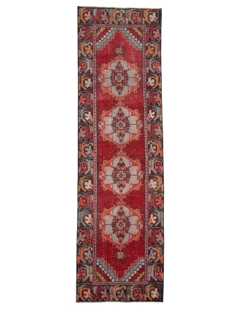 Vintage Red Turkish Runner Rug - 2`10" x 9`5"