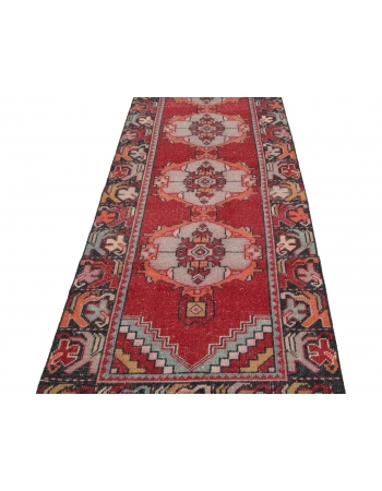 Vintage Red Turkish Runner Rug - 2`10" x 9`5"