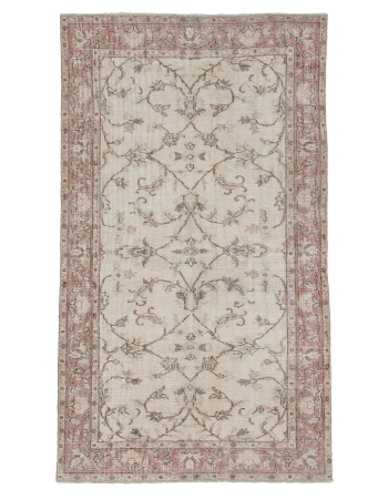 Floral Vintage Turkish Oushak Rug - 3`9" x 6`7"