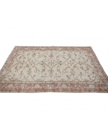 Floral Vintage Turkish Oushak Rug - 3`9" x 6`7"