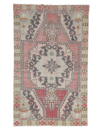 Decorative Vintage Turkish Area Rug - 4`3" x 6`10"