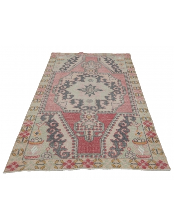 Decorative Vintage Turkish Area Rug - 4`3" x 6`10"