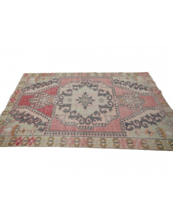 Decorative Vintage Turkish Area Rug - 4`3" x 6`10"