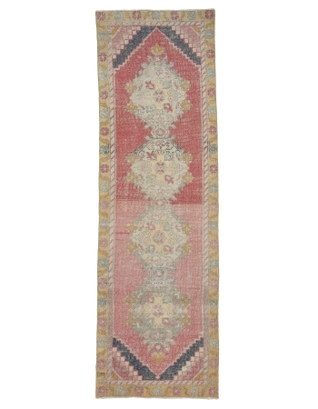 Vintage Worn Decorative Turkish Runner - 2`11" x 9`2"