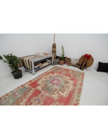 1960's Vintage Decorative Turkish Rug - 4`1" x 7`1"