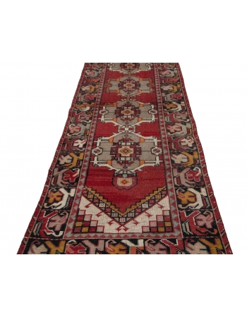 Vintage Red Turkish Decorative Runner - 3`3" x 9`9"