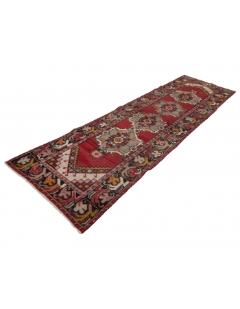 Vintage Red Turkish Decorative Runner - 3`3" x 9`9"