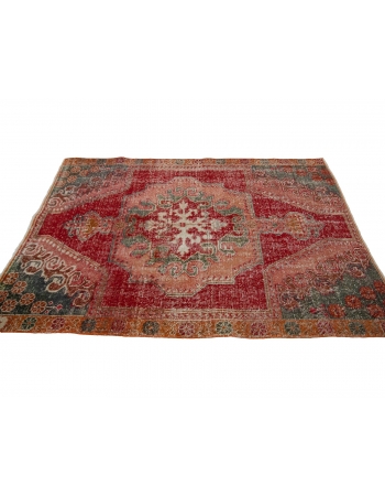 Distressed Vintage Decorative Turkish Rug - 4`4" x 6`8"