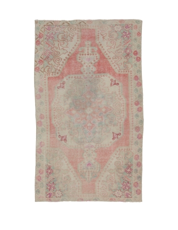 Washed Out Vintage Turkish Rug - 4`2" x 7`3"