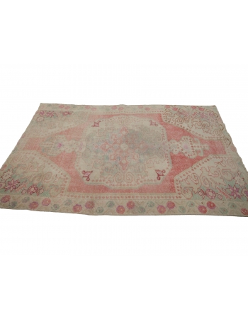 Washed Out Vintage Turkish Rug - 4`2" x 7`3"