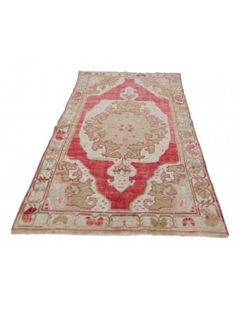 Washed Out Vintage Turkish Carpet - 4`2" x 6`11"