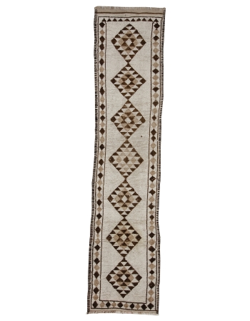 Natural Vintage Wool Runner Rug - 2`7" x 11`6"