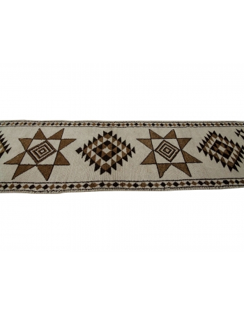 Natural Wool Vintage Brown & White Runner - 2`11" x 12`6"