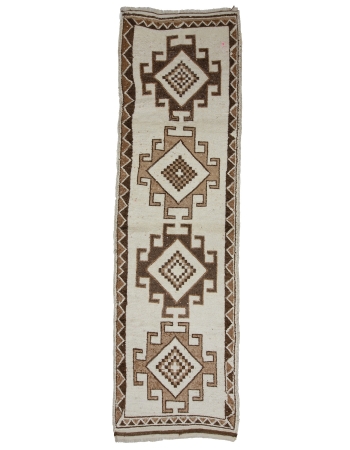 Natural Wool Decorative Herki Runner - 3`1" x 11`10"