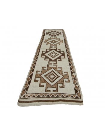 Natural Wool Decorative Herki Runner - 3`1" x 11`10"