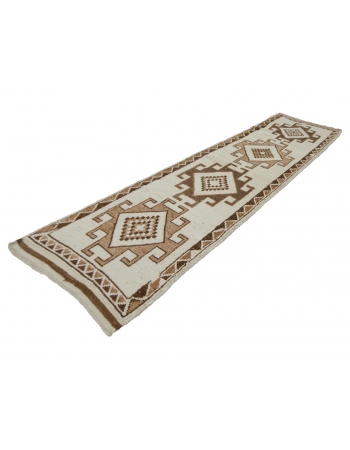 Natural Wool Decorative Herki Runner - 3`1" x 11`10"