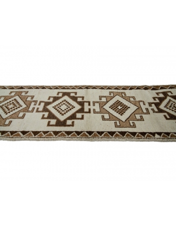 Natural Wool Decorative Herki Runner - 3`1" x 11`10"