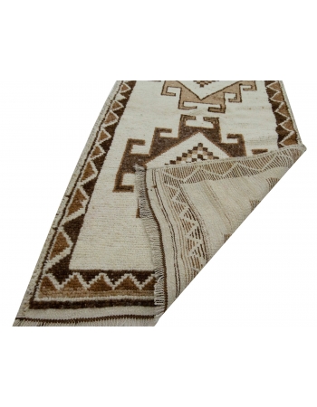 Natural Wool Decorative Herki Runner - 3`1" x 11`10"