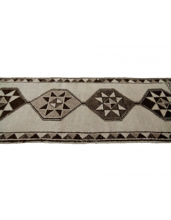 Vintage Natural Wool Brown & White Runner - 3`4" x 11`10"