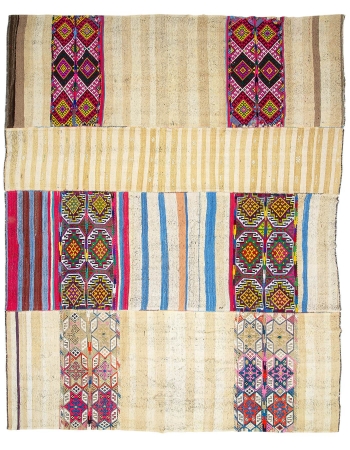 Oversized Vintage Unique Turkish Kilim Rug - 12`0" x 15`11"