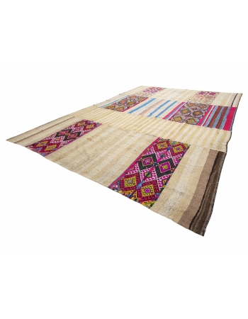 Oversized Vintage Unique Turkish Kilim Rug - 12`0" x 15`11"