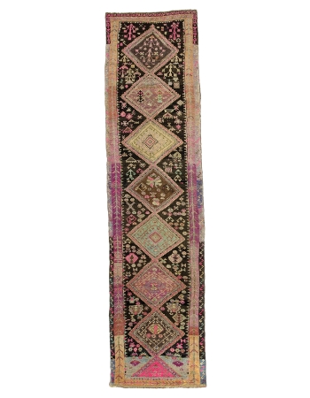 Vintage Unique Turkish Kars Runner Rug - 3`10" x 15`6"