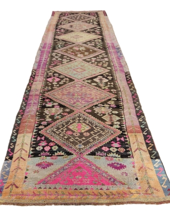 Vintage Unique Turkish Kars Runner Rug - 3`10" x 15`6"