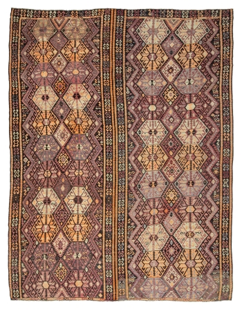 Oversized Vintage Turkish Kars Kilim Rug - 10`10" x 15`1"