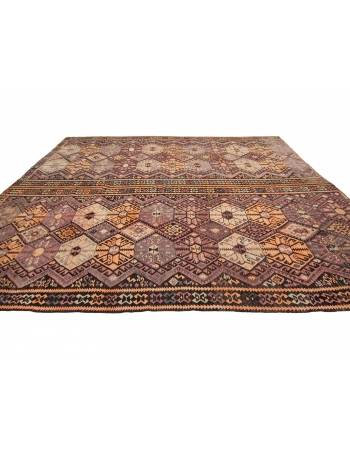 Oversized Vintage Turkish Kars Kilim Rug - 10`10" x 15`1"