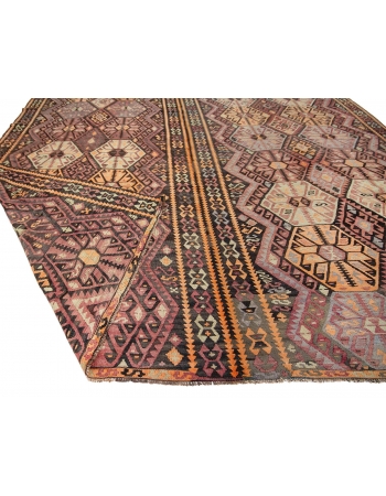 Oversized Vintage Turkish Kars Kilim Rug - 10`10" x 15`1"