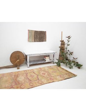 Faded Vintage Decorative Herki Runner - 2`11" x 10`2"