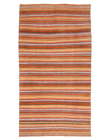 Striped Vintage Colorful Kilim Rug - 5`9" x 10`8"