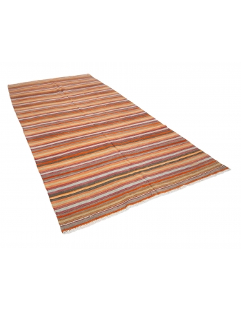 Striped Vintage Colorful Kilim Rug - 5`9" x 10`8"