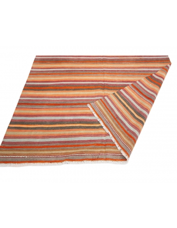 Striped Vintage Colorful Kilim Rug - 5`9" x 10`8"