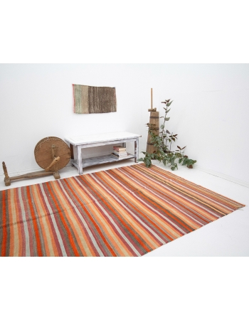 Striped Vintage Colorful Kilim Rug - 5`9" x 10`8"