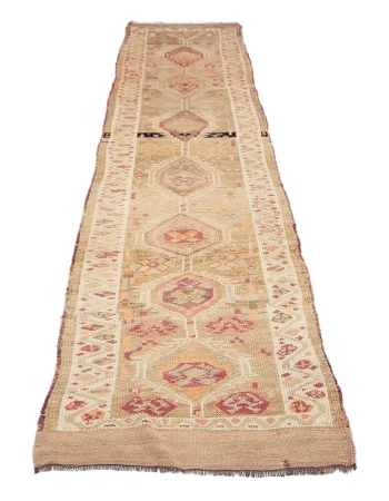 Faded Vintage Herki Runner Rug - 2`11" x 13`1"