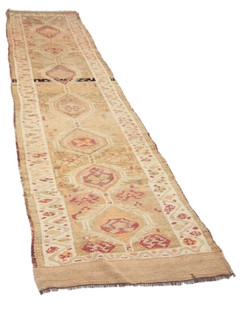 Faded Vintage Herki Runner Rug - 2`11" x 13`1"