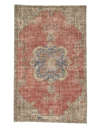 Distressed Vintage Turkish Oushak Rug - 6`8" x 10`8"