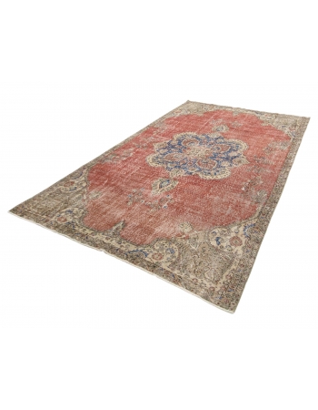 Distressed Vintage Turkish Oushak Rug - 6`8" x 10`8"