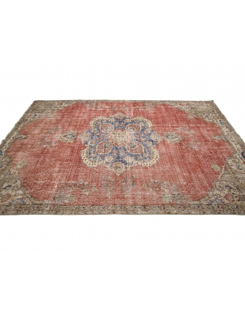 Distressed Vintage Turkish Oushak Rug - 6`8" x 10`8"