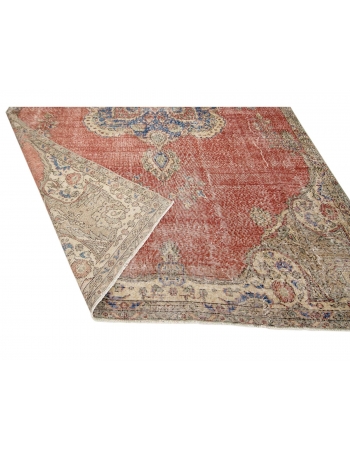 Distressed Vintage Turkish Oushak Rug - 6`8" x 10`8"