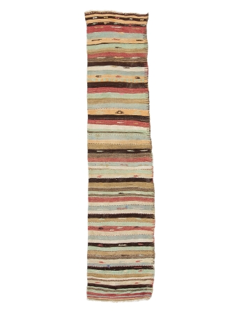 Striped Vintage Kilim Runner Rug - 2`4" x 10`10"