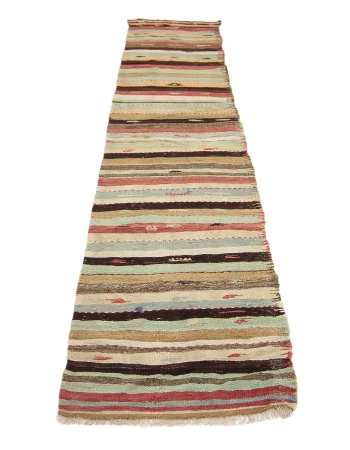 Striped Vintage Kilim Runner Rug - 2`4" x 10`10"